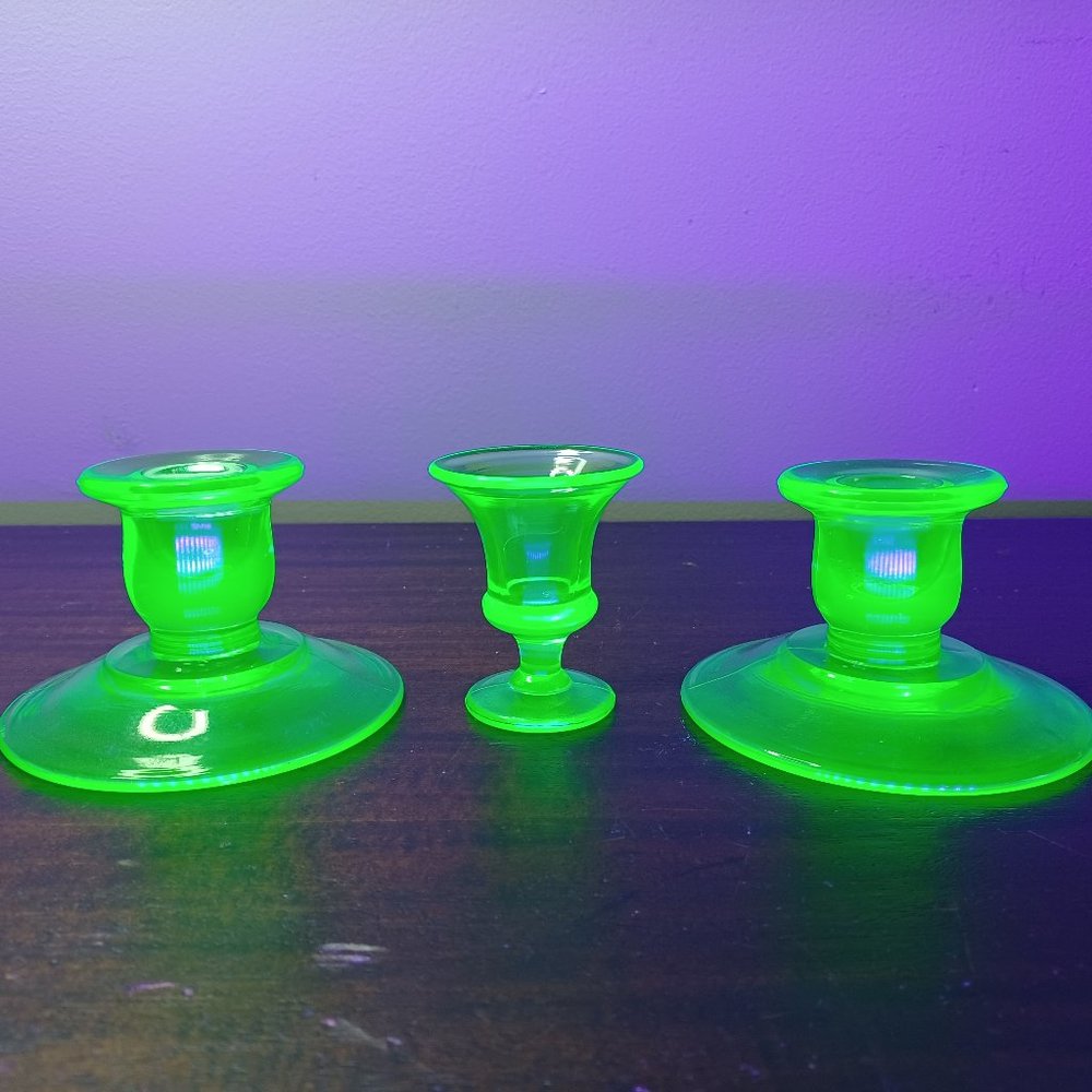 Uranium candlestick holders set of 3